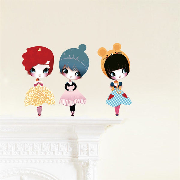 Dolls Wall Stickers, 3 Dolls