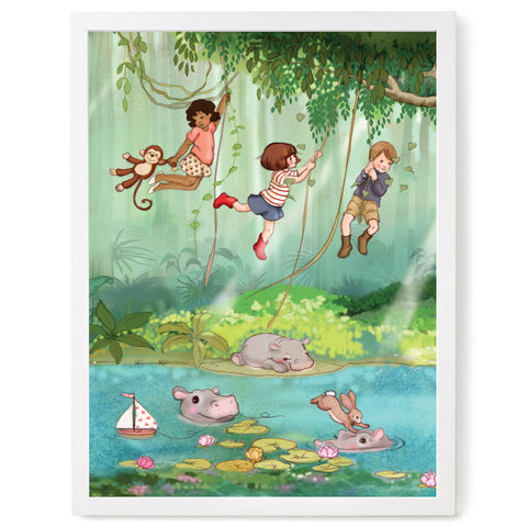 Hippo Lake Print by Belle and Boo