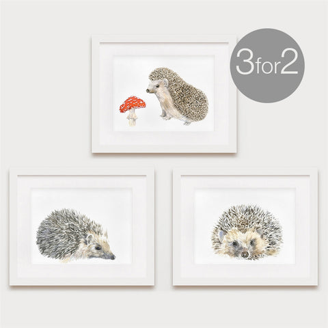 Hedgehog Prints, Hedgehog Family Set, 3 for 2