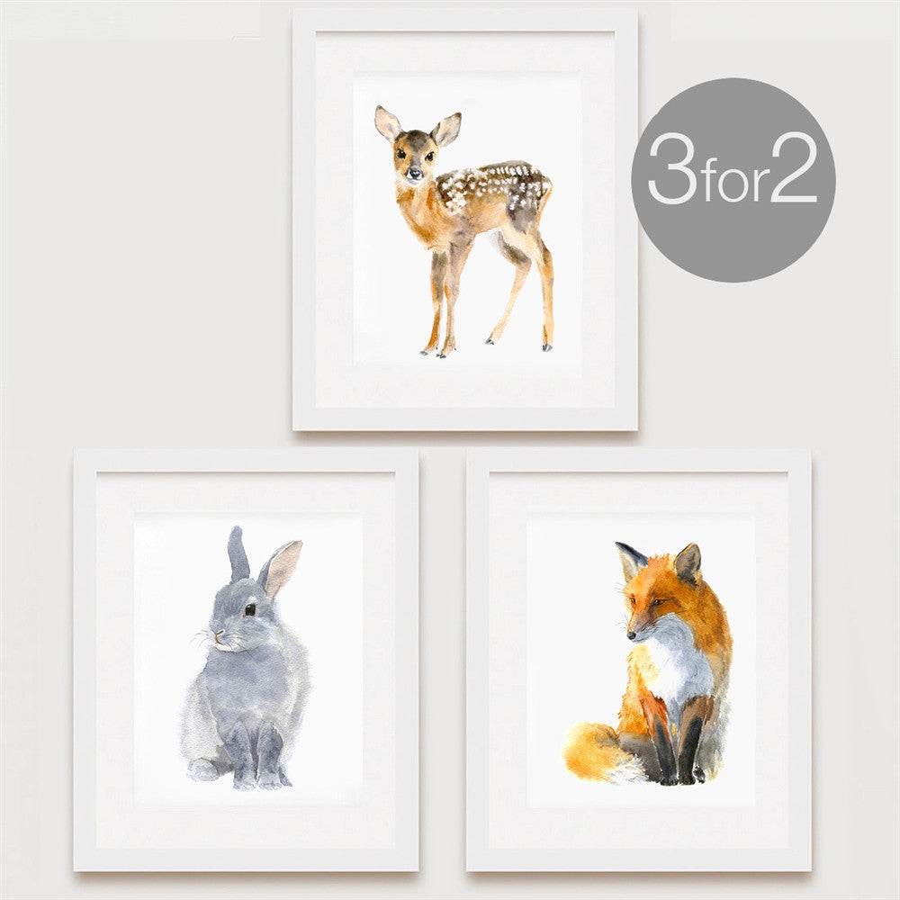Woodland Animal Prints, 3 for 2