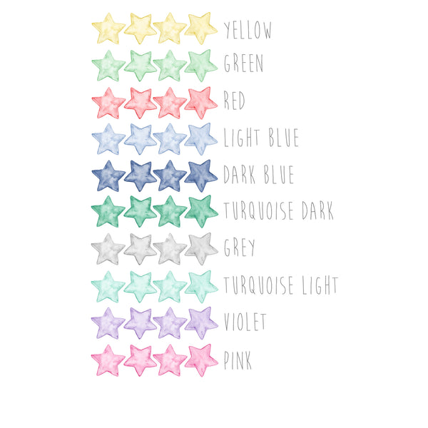 Watercolour Stars Wall Stickers, Multicolour