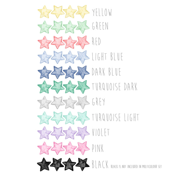 Watercolour Stars Wall Stickers, Mono-colour
